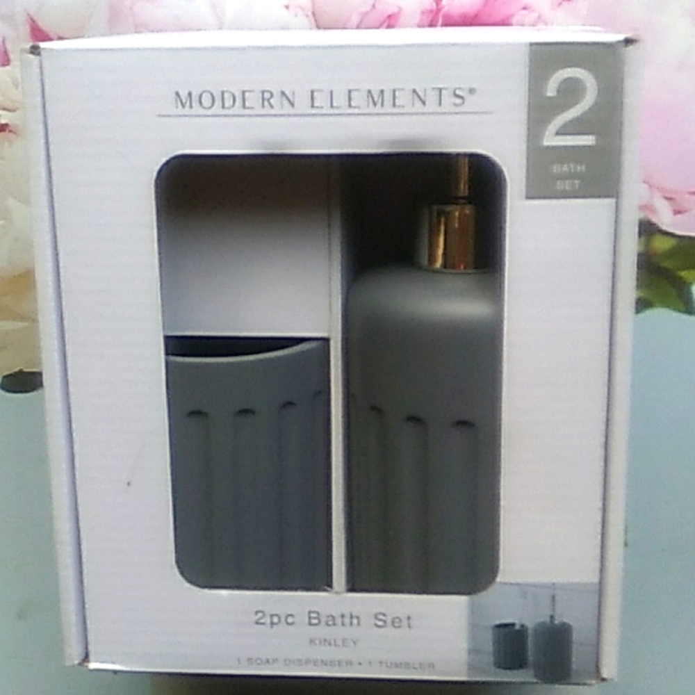 Modern Elements Elite Bath Accessory Set Lux Grey 2 Piece Set